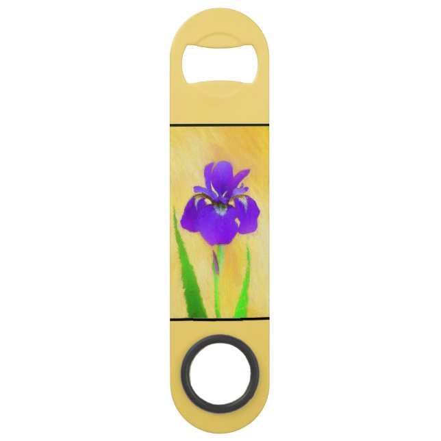 Purple Bearded Iris Painting - Cute Original Dog A (Back)