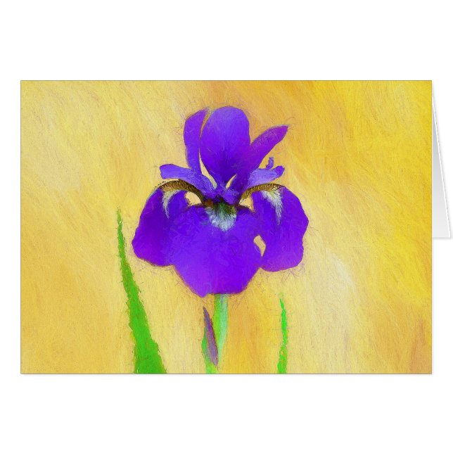 Purple Bearded Iris Painting - Cute Original Dog A (Front Horizontal)