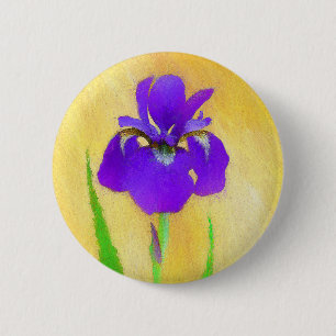 Purple Bearded Iris Painting - Cute Original Dog A 6 Cm Round Badge