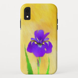Purple Bearded Iris Painting - Cute Original Dog A iPhone XR Case