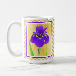 Purple Bearded Iris Painting - Cute Original Dog A Coffee Mug
