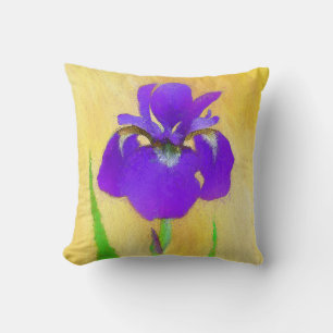 Purple Bearded Iris Painting - Cute Original Dog A Cushion
