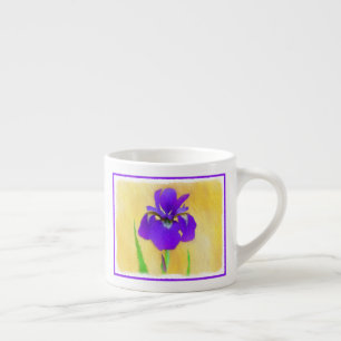 Purple Bearded Iris Painting - Cute Original Dog A Espresso Cup
