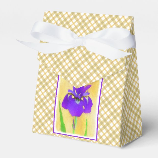 Purple Bearded Iris Painting - Cute Original Dog A Favour Box (Front Side)