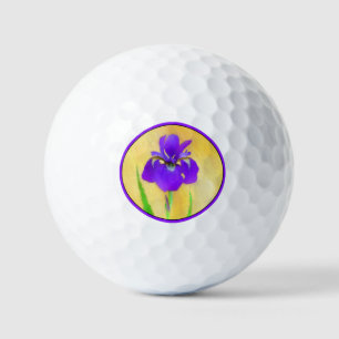 Purple Bearded Iris Painting - Cute Original Dog A Golf Balls