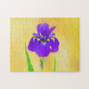 Purple Bearded Iris Painting - Cute Original Dog A Jigsaw Puzzle