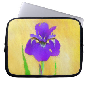 Purple Bearded Iris Painting - Cute Original Dog A Laptop Sleeve