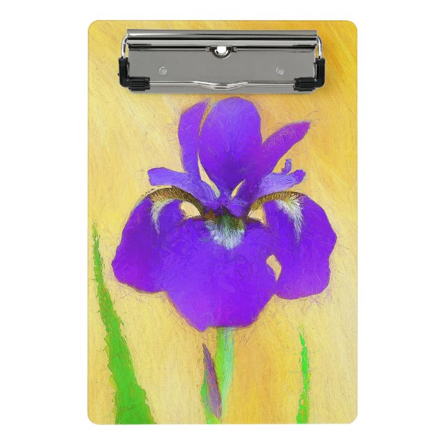Purple Bearded Iris Painting - Cute Original Dog A Mini Clipboard (Front)