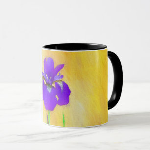 Purple Bearded Iris Painting - Cute Original Dog A Mug