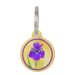 Purple Bearded Iris Painting - Cute Original Dog A Pet Tag