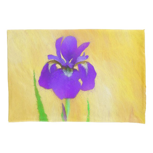Purple Bearded Iris Painting - Cute Original Dog A Pillowcase (Front)