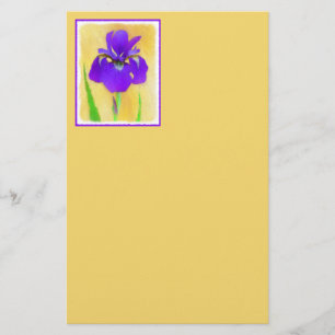 Purple Bearded Iris Painting - Cute Original Dog A Stationery