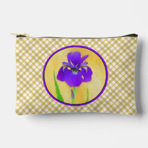 Purple Bearded Iris Painting Original Flower Art Accessory Pouch
