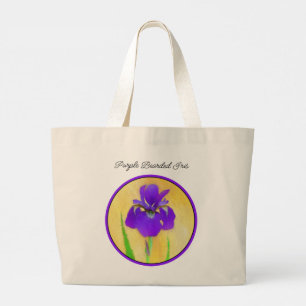 Purple Bearded Iris Painting Original Flower Art Large Tote Bag