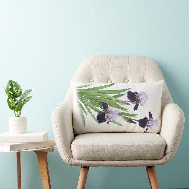 Purple Bearded Iris Trio Lumbar Cushion (Chair)