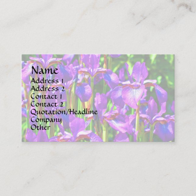Purple Bearded Irises Floral Business Card (Front)