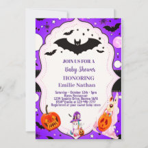 Purple Beautiful Halloween Cute Baby Shower 