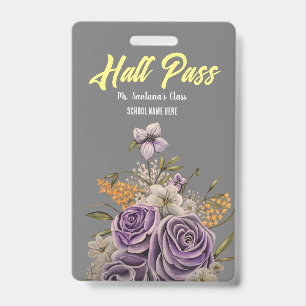 Purple Beauty Hall Pass Badge ID Badge