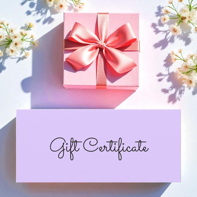 Purple Beauty Simple Business Gift Certificate (Creator Uploaded)