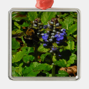 Purple Bee Balm and Bumble Bee Metal Tree Decoration