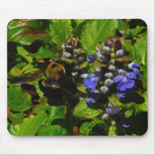 Purple Bee Balm and Bumble Bee Mouse Mat