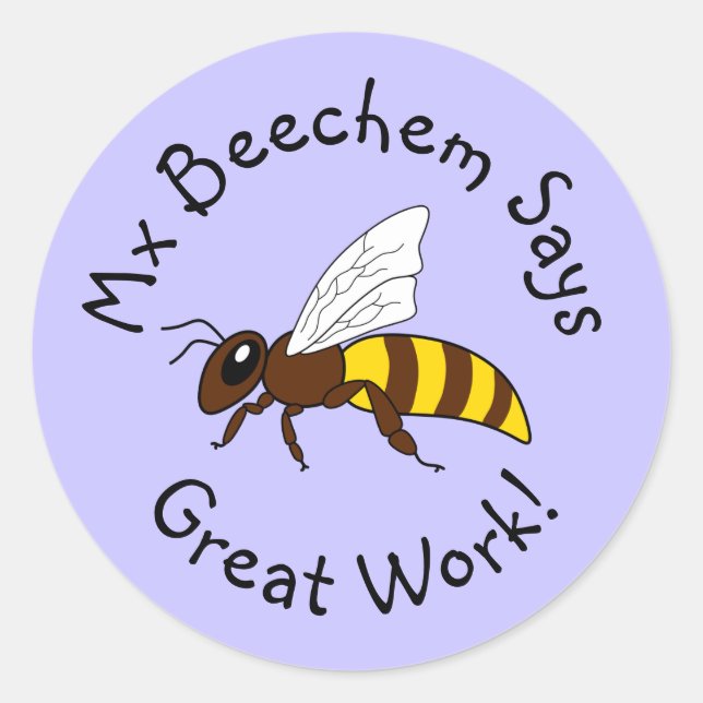 Purple Bee Great Work Stickers (Front)