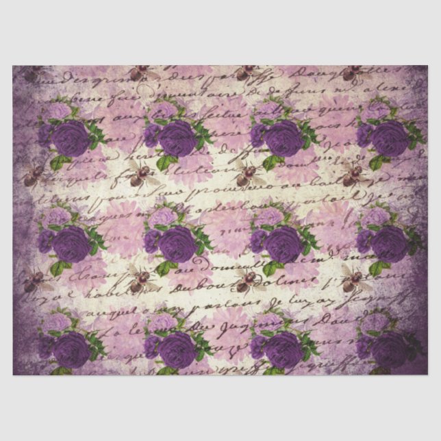 Purple Bee Series Design 4 Tissue Paper (Front)