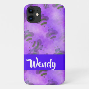 Purple bees patterned iPhone 11 case