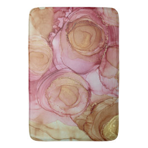 Purple Beige Abstract Floral  Bath Mat