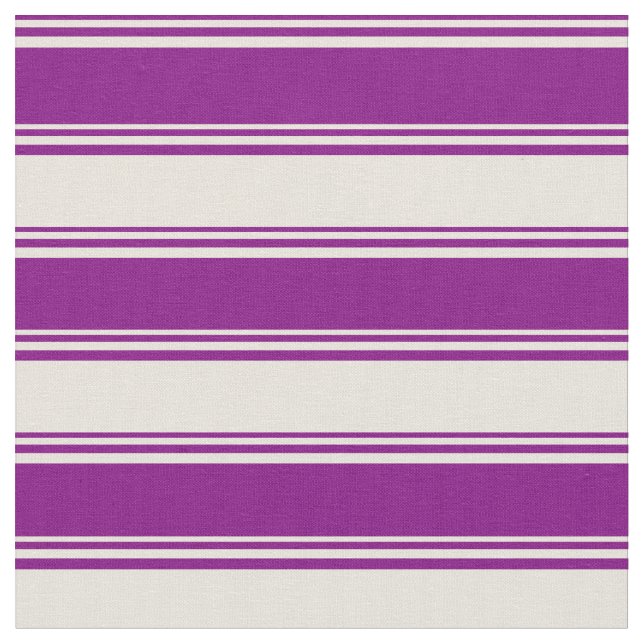 Purple & Beige Coloured Pattern of Stripes Fabric (Close Up)