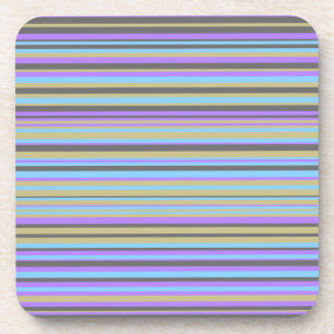 Purple, Beige, Grey and Blue Lines Coaster