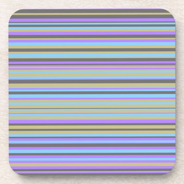 Purple, Beige, Grey and Blue Lines Coaster (Front)