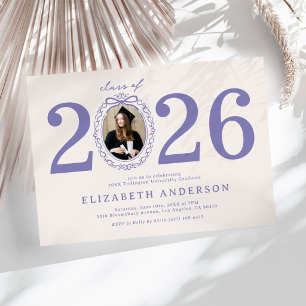 Purple & Beige Photo 2026 Graduation Party Invitation