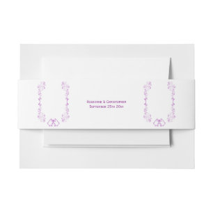 Purple Bells Scrollwork Design Wedding Invitation Belly Band