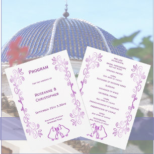 Purple Bells Scrollwork Design Wedding Programme