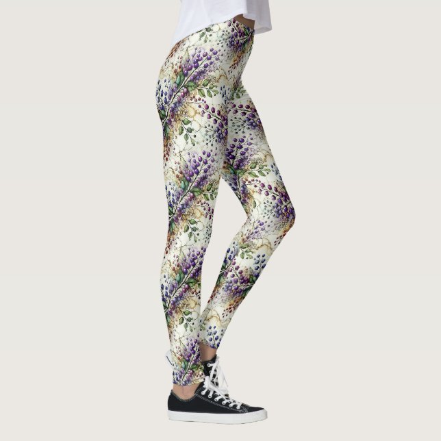 purple berries and vines  leggings (Right)