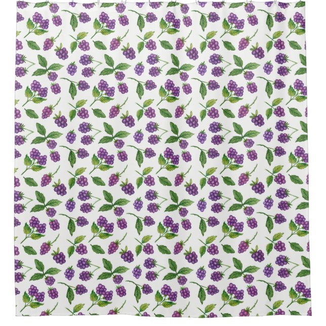 Purple Berries Custom Background Colour Shower Curtain (Front)