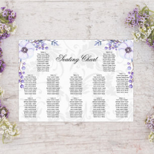 Purple Berries Floral Damask Wedding Poster