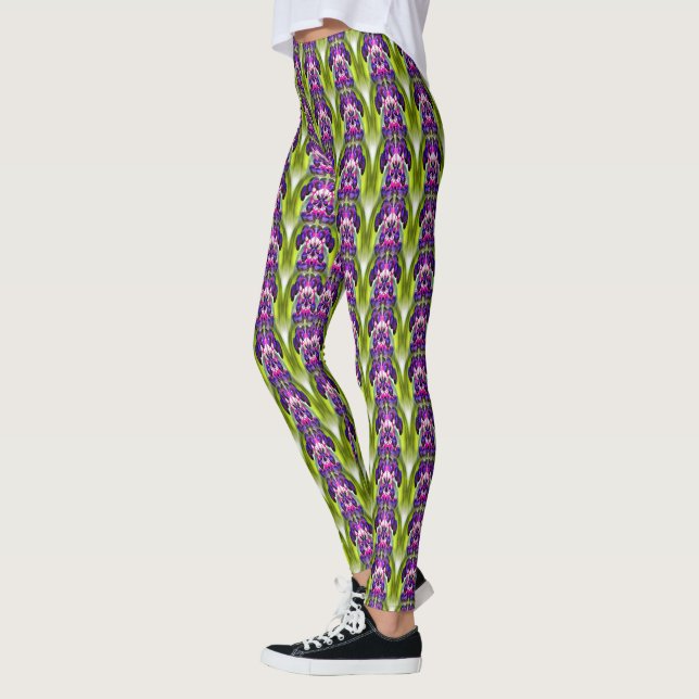 Purple Berries Nature Art Pattern Leggings (Left)