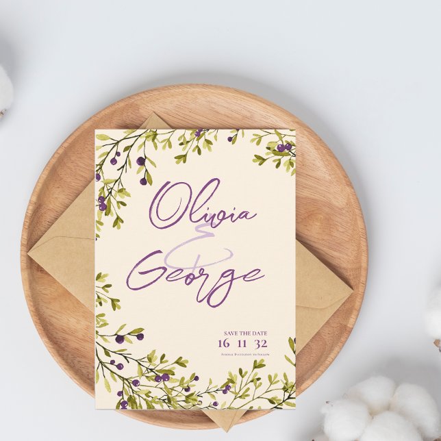 Purple Berry Botanical Wedding Save the Date (Purple Berry Botanical Wedding Save the Date)