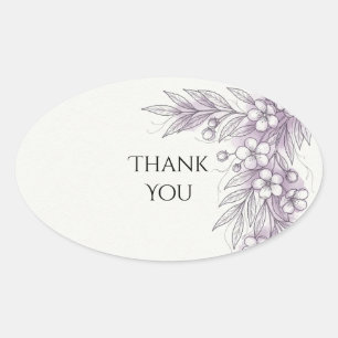 Purple Berry Floral Thank You Sticker