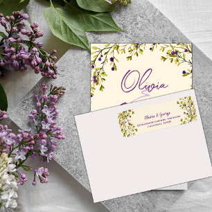 Purple Berry Greenery Wedding Return Address Label