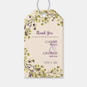 Purple Berry Greenery Wedding Thank You Favour Gift Tags