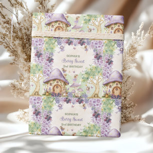 Purple Berry Sweet 2nd Birthday Party  Wrapping Paper