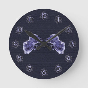 Purple Beta Fish Round Clock