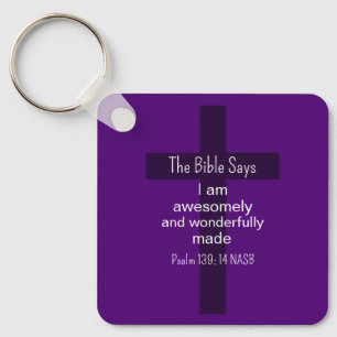 Purple Bible Affirmation Encouragement Christian Key Ring