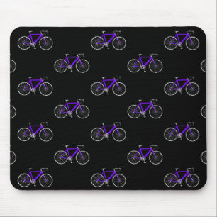 purple bicycle on black mouse mat