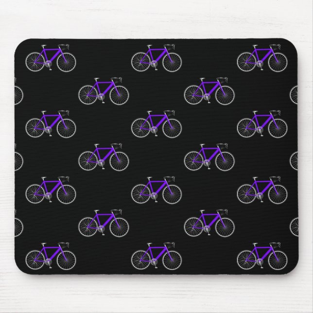 purple bicycle on black mouse mat (Front)