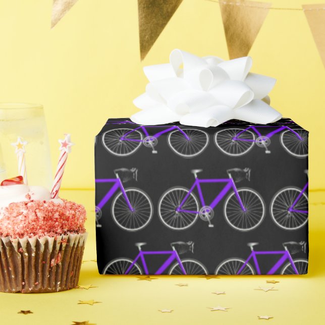 purple bicycle on black wrapping paper (Birthday Party)