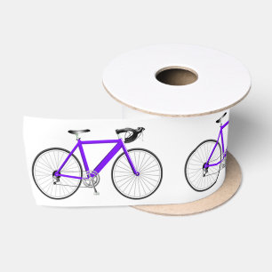 Purple Bicycle on White Satin Ribbon